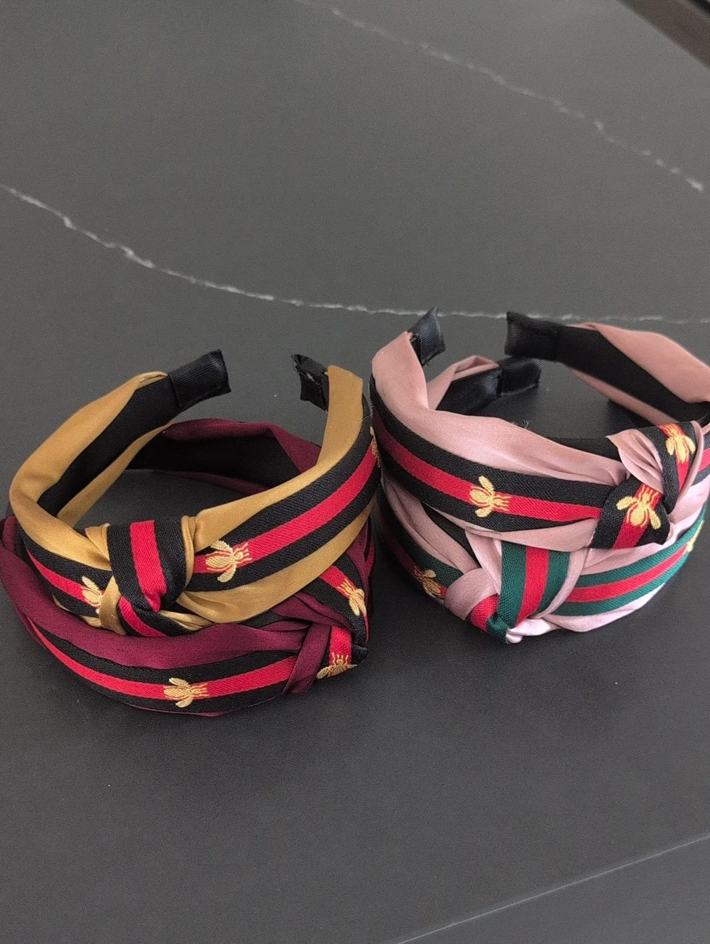 Striped Knot Headband - Pink & Mustard